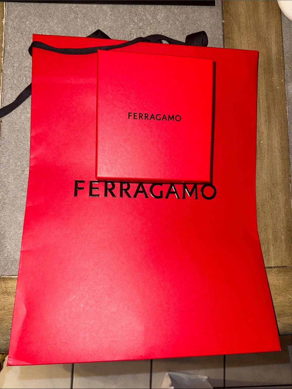 Salvatore Ferragamo Bright Red Gift Bag and Box Set